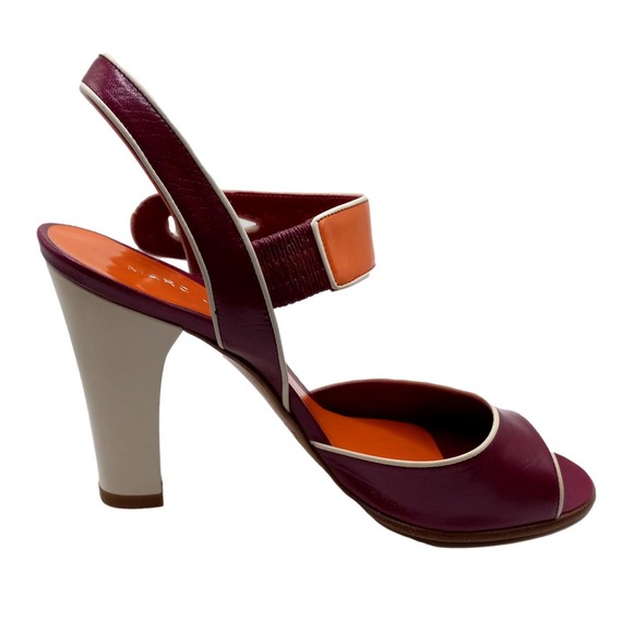 Marc Jacobs Magenta Pink Orange White Piping Heeled Sandal European 36.5… - Picture 12 of 14